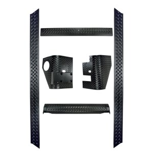 Jeep Wrangler TJ Body Armor Kit - Rugged Ridge - Black Diamond Plate - Black - `97-`06